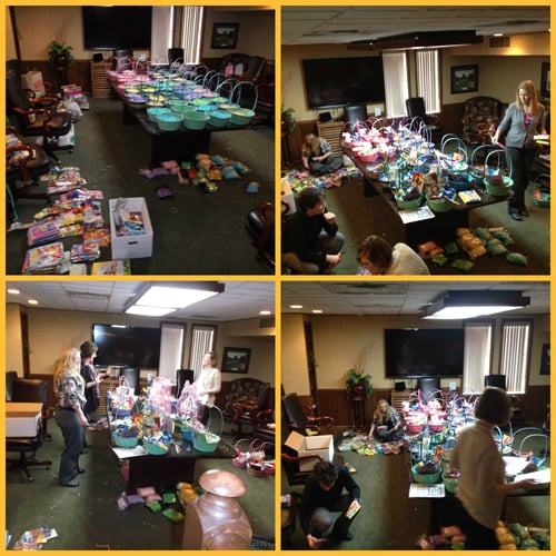 Organizing and assembling the Easter baskets