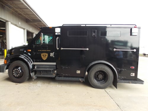 Side view of police transport vehicle after Fallsway upfitting service