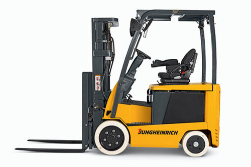 5,500 lb capacity electric cushion tire forklift rental from Fallsway Equipment