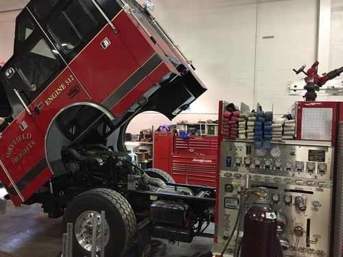 Fire Engine Hood Lifted