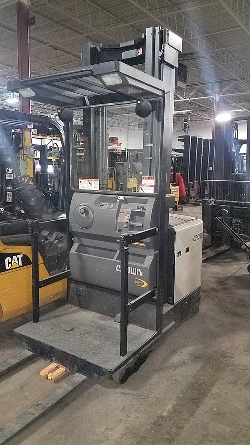 Left Side of Used 2014 Crown SP3510-30 Order Picker Forklift